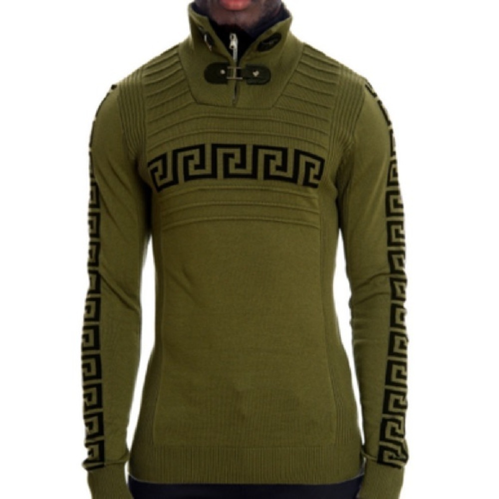 LCR Black Edition Mens Olive Green Knit Sweater Size XL Streetwear